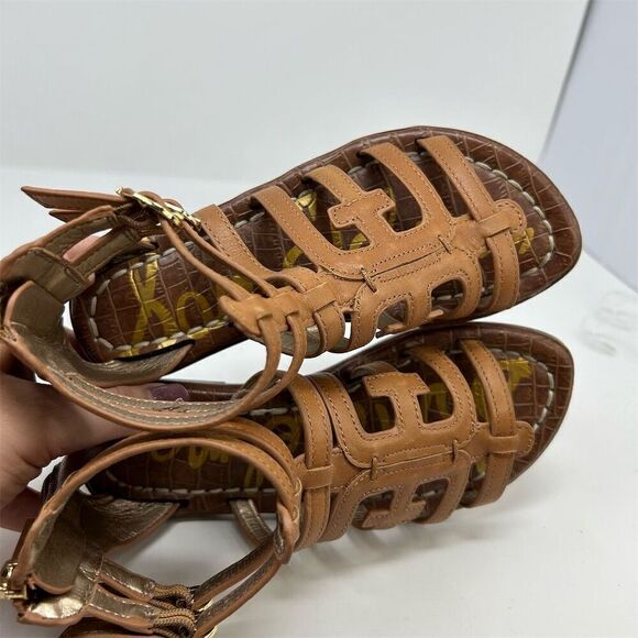 Sam Edelman Girls' Ginnie Gladiator Sandals Brown Leather Size 1 Casual Flat - Picture 8 of 10